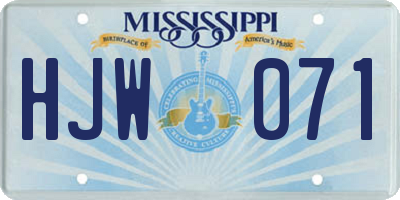MS license plate HJW071