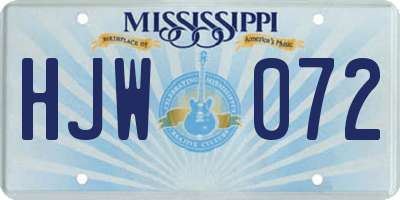 MS license plate HJW072