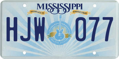 MS license plate HJW077