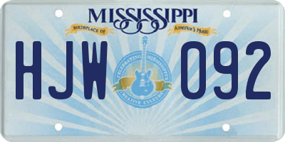 MS license plate HJW092