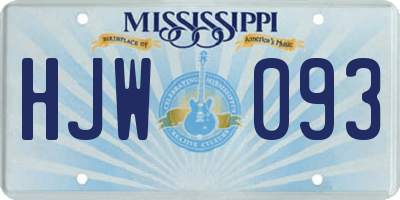 MS license plate HJW093