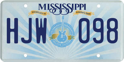 MS license plate HJW098