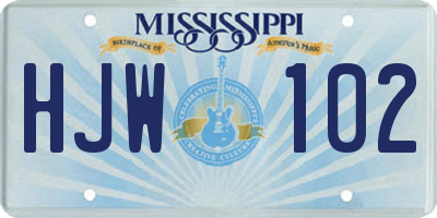 MS license plate HJW102
