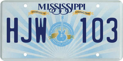 MS license plate HJW103