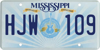 MS license plate HJW109