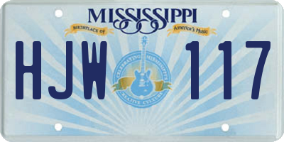 MS license plate HJW117