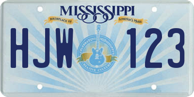 MS license plate HJW123