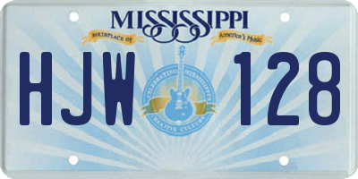 MS license plate HJW128