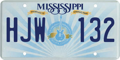 MS license plate HJW132