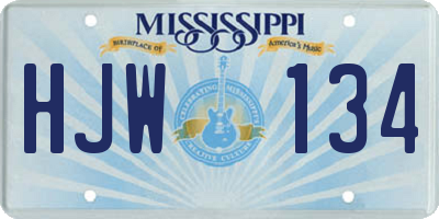 MS license plate HJW134