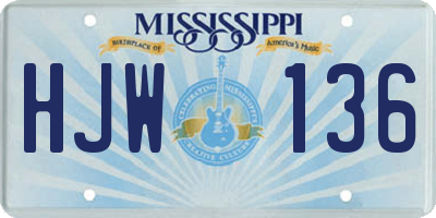 MS license plate HJW136