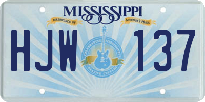 MS license plate HJW137