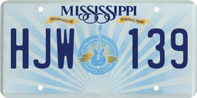 MS license plate HJW139
