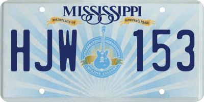 MS license plate HJW153