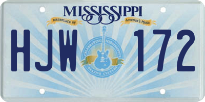 MS license plate HJW172