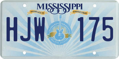 MS license plate HJW175