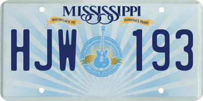 MS license plate HJW193