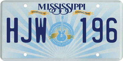 MS license plate HJW196