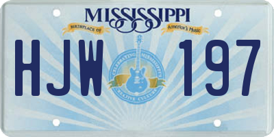 MS license plate HJW197