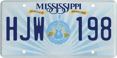 MS license plate HJW198