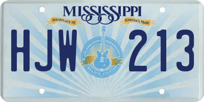 MS license plate HJW213