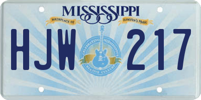MS license plate HJW217