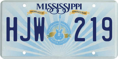MS license plate HJW219