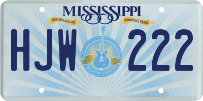 MS license plate HJW222
