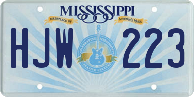 MS license plate HJW223
