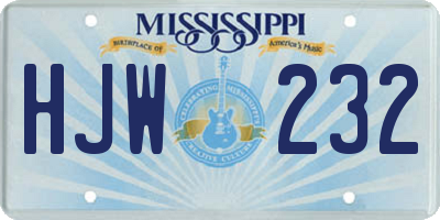 MS license plate HJW232