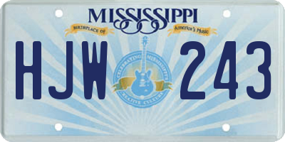 MS license plate HJW243