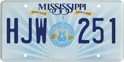 MS license plate HJW251