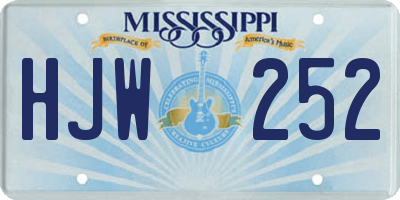 MS license plate HJW252
