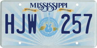 MS license plate HJW257