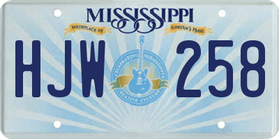MS license plate HJW258
