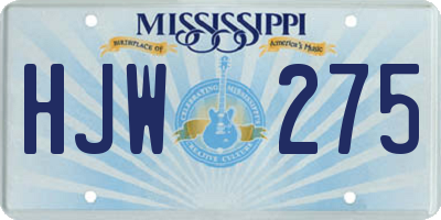 MS license plate HJW275