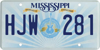 MS license plate HJW281