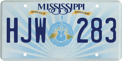 MS license plate HJW283