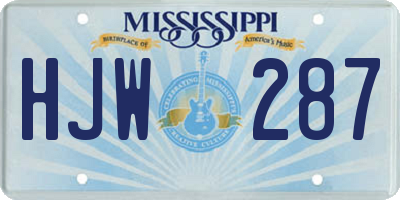 MS license plate HJW287