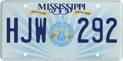 MS license plate HJW292