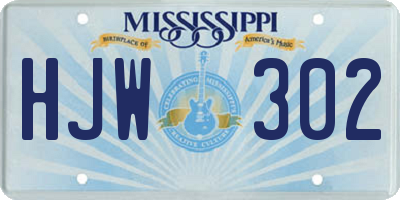 MS license plate HJW302