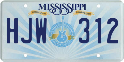MS license plate HJW312