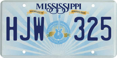 MS license plate HJW325