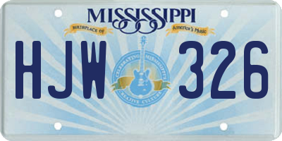 MS license plate HJW326