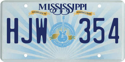 MS license plate HJW354