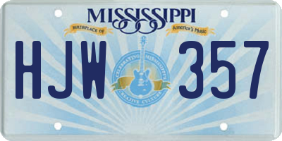MS license plate HJW357