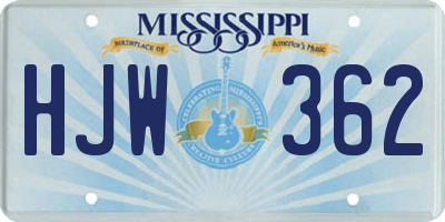 MS license plate HJW362