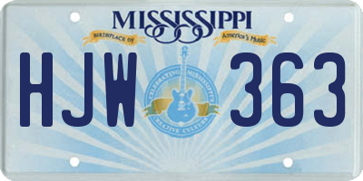 MS license plate HJW363