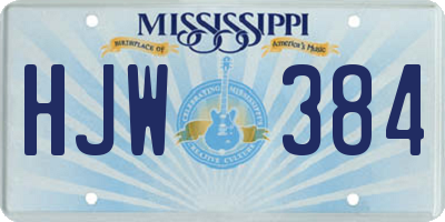 MS license plate HJW384