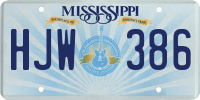 MS license plate HJW386